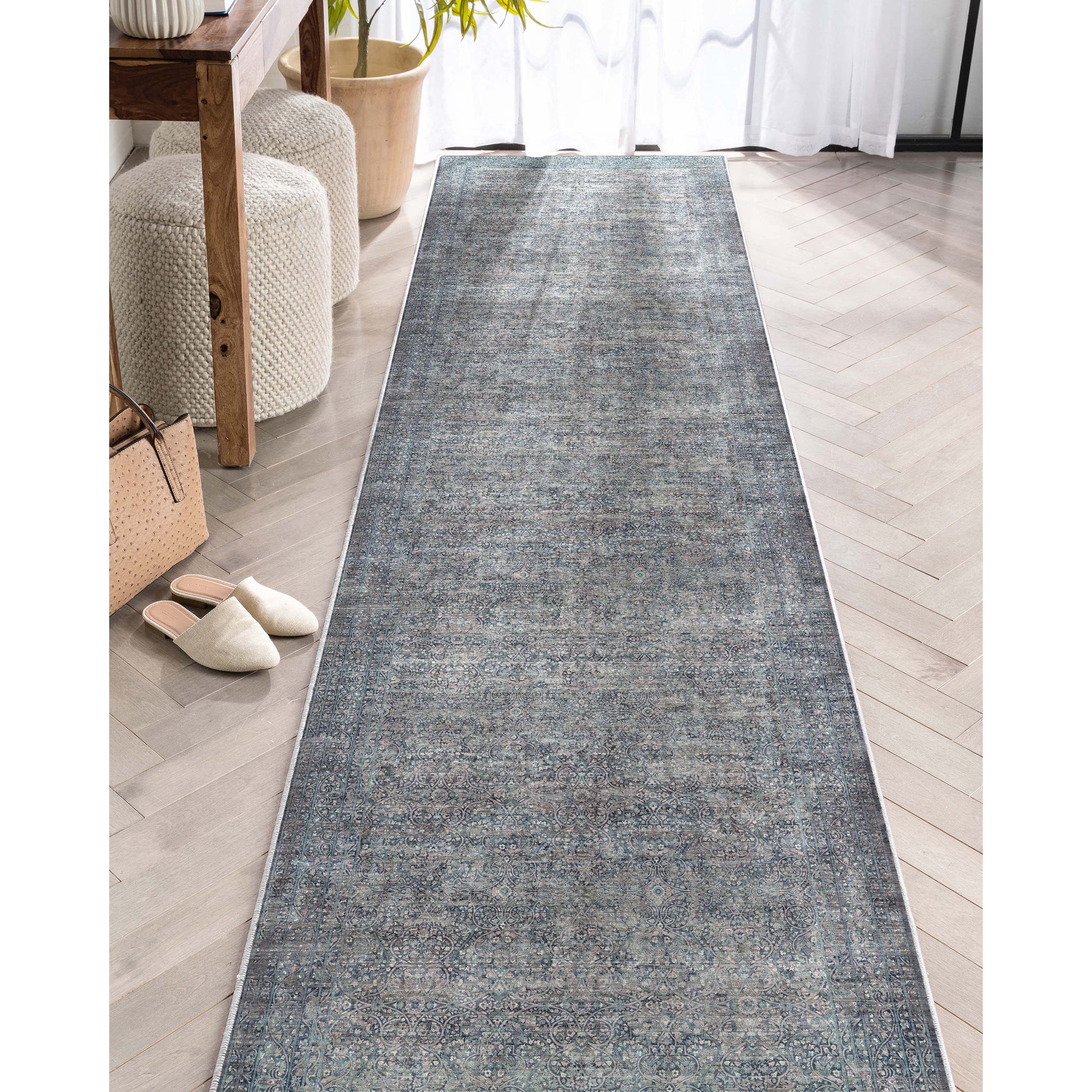 Well Woven Asha Juliette Vintage Oriental Blue 2'7" x 9'6" Runner Rug