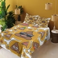 thumbnail image 2 of Ambesonne Poop Emoji Fitted & Top Sheet Set with Shams, Funny Abstract Poo Art, Pale Coffee Umber White, 2 of 5