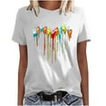 thumbnail image 2 of Womens Summer Tops 2023 Summer Sexy Gradient Print Round Neck Regular Short Sleeves Top, 2 of 8