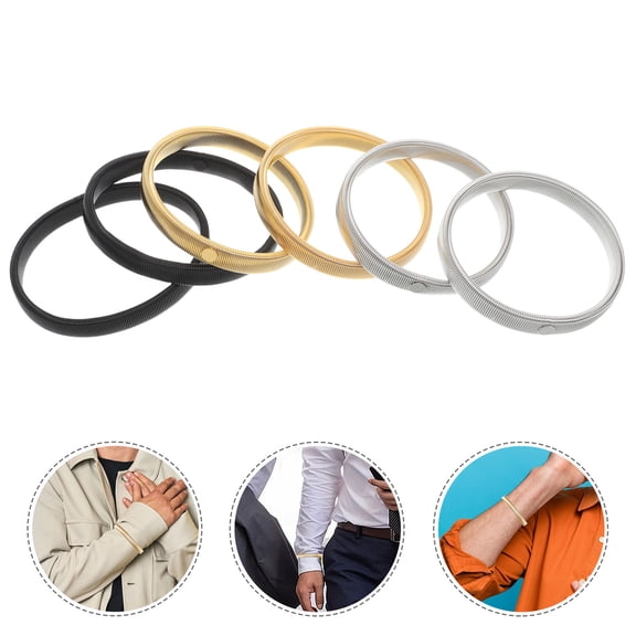 LOLIPPYY 6Pcs Elastic Arm Garters Adjustable Metal Sleeve Holders Shirt Bands Durable Multi Color