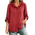 thumbnail image 2 of Cmfcve Gauze Hoodie Shirts for Women Sun Protection Beach Cover Ups Lightweight Long Sleeve Button Down Blouses, 2 of 9