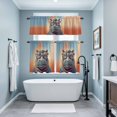 thumbnail image 4 of Sunglasses Hippo Kitchen Curtains Valances and Tiers Set of 3 Vintage Funny Hippo Gradient Red Blue Texture Tier Curtains and Valance with Rod Pocket for Small Windows, 27.5"x24", 4 of 9