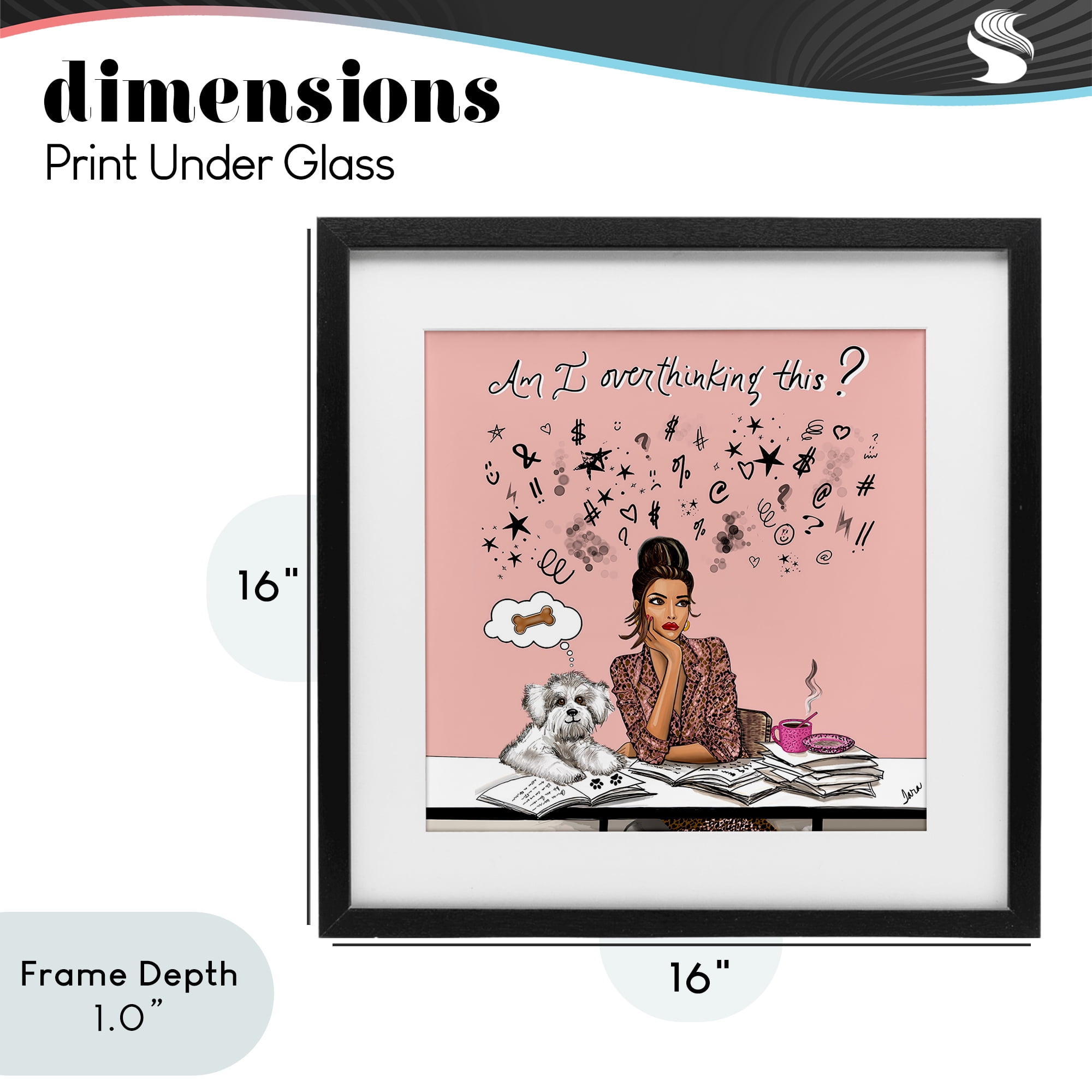Stupell Industries Overthinking Reflection with Puppy Black Framed Print Under Glass, design by Tara Boone