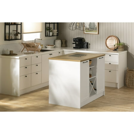 South Shore Toscano, Farmhouse Kitchen Island, Large White