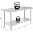 thumbnail image 3 of 60x24 In NSF Stainless Steel Work Table with Adjustable Undershelf Hooks and Removable Trash Rack Heavy Duty Commercial Prep Table for Kitchen Garage Home, 3 of 6