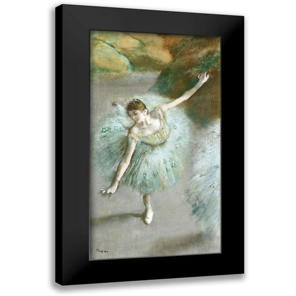 Degas, Edgar 9x14 Black Modern Framed Museum Art Print Titled - Dancer in Green