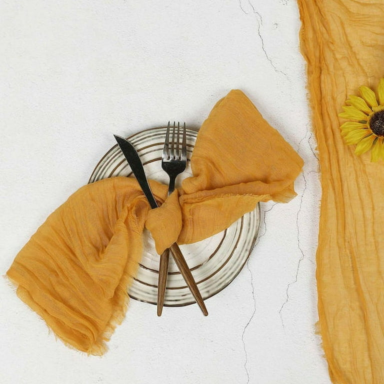 Mustard Yellow Cloth Napkins 100% Cotton Set of 12, Fall Table Napkins for Dinner, Kitchen Yellow Decorations Soft Comfortable and Reusable 18x18