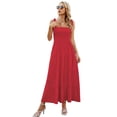 thumbnail image 2 of Spencer Women's Maxi Dress Summer Boho Spaghetti Strap Square Neck Ruffle Casual Flowy Long Dress Tie Shoulder Dress "Red,XXL", 2 of 10