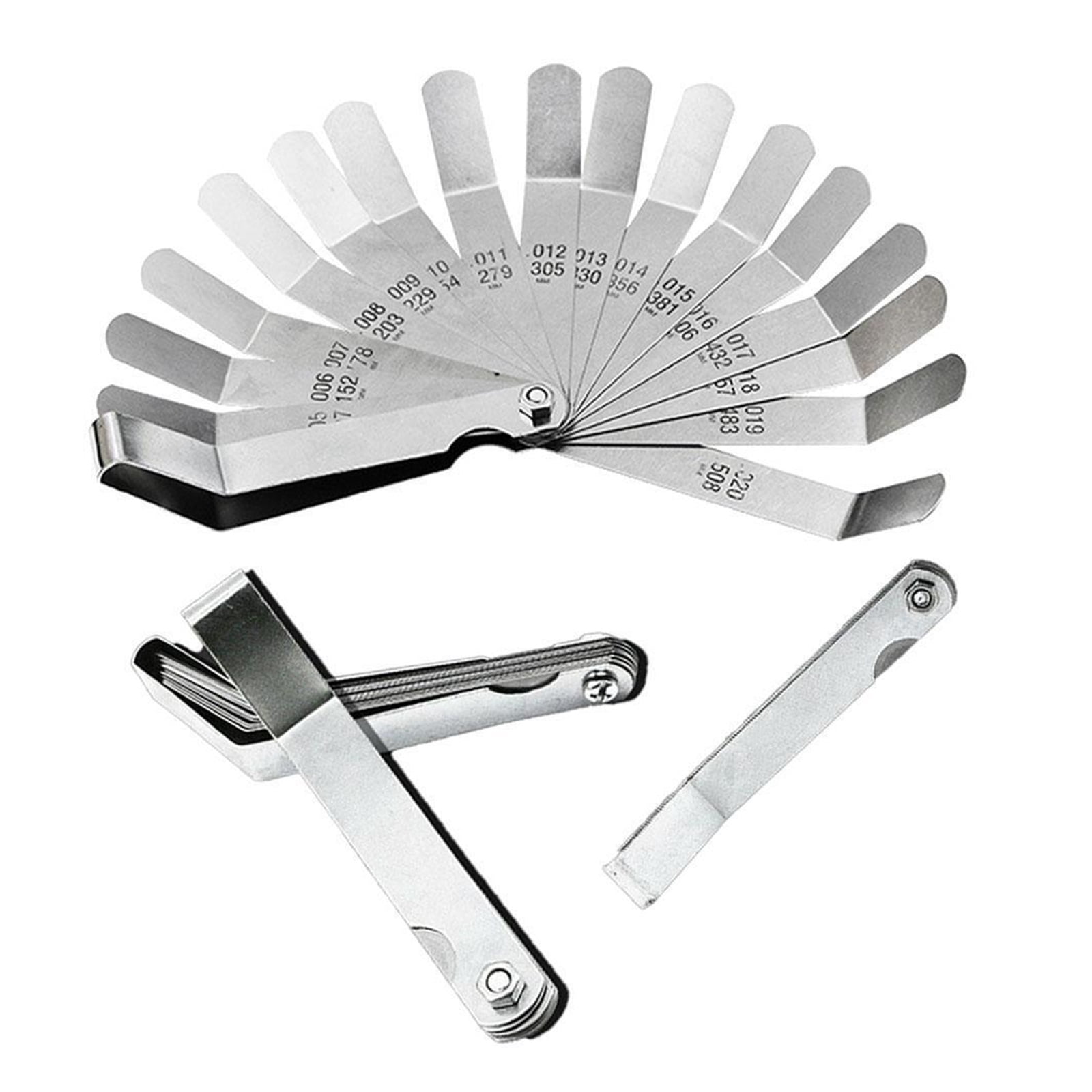 16 Blades Feeler Gauge 0.127 To 0.508mm Curved Stainless Steel Gap Metric Filler Feeler Gauge Foldable Feeler Measurem ,Easy to Use