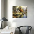 thumbnail image 3 of EastSmooth  Thomas Kinkade River Village Canvas Art Thomas Kinkade Paintings Landscape Wall Art for Bedroom Livingroom Office Framed Ready to Hang, 3 of 4