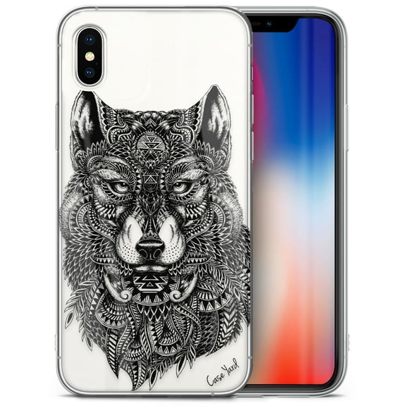 Case Yard iPhone-X Case Clear Soft & Flexible TPU Ultra Low Profile Slim Fit Thin Shockproof Transparent Bumper Protective Cover Drop Protective Cell Phone Cases (Wolf)