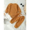 thumbnail image 2 of Infant Baby Girls Boys Pants Set, Long Sleeve Crew Neck Romper with Elastic Waist Pants Winter Outfit, 2 of 9
