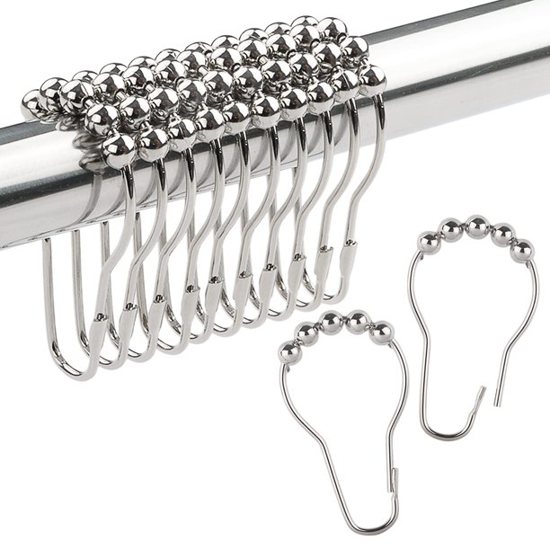 Ansxiy Ganchos Para Cortinas De Ducha, Anillos De Metal Inoxidables Para Cortinas De Ducha, Cortinas Para Barras De Ducha De Baño, Juego De 12, Níquel