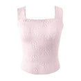 thumbnail image 3 of DuoJiaJ Women Square Neck Wide Straps Crop Tank Tops Flower Lettuce Trim Crop Vest Slim Fitted Sleeveless Cropped Top Women’s Tank Tops, 3 of 4