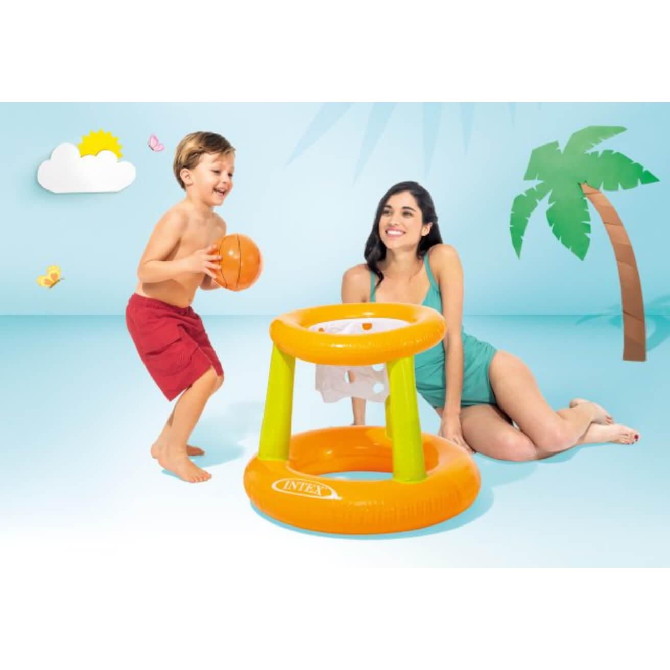 Panier de Basketball Gonflable Intex, À partir de 3 ans, Jeu Gonflable de Basketball Flottant pour Piscine