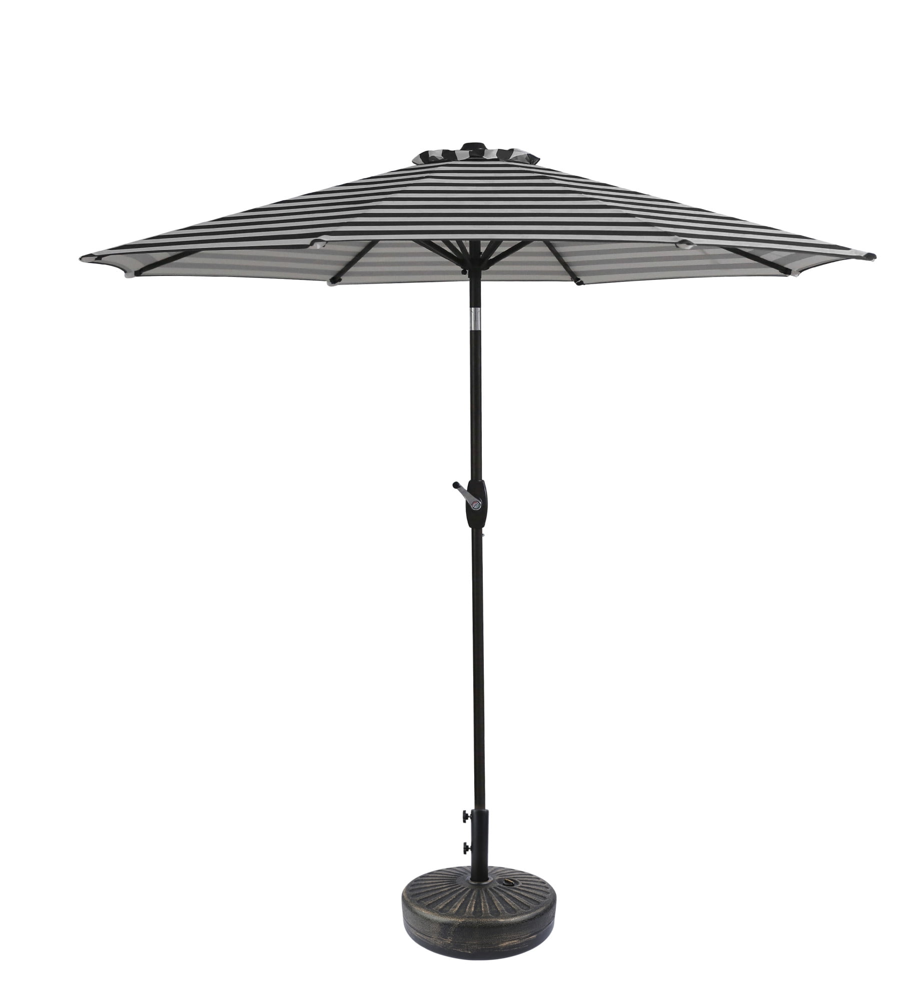 Westin Outdoor 9 Ft Patio Umbrellas with Bronze Plastic Base Included, Black/White Stripe