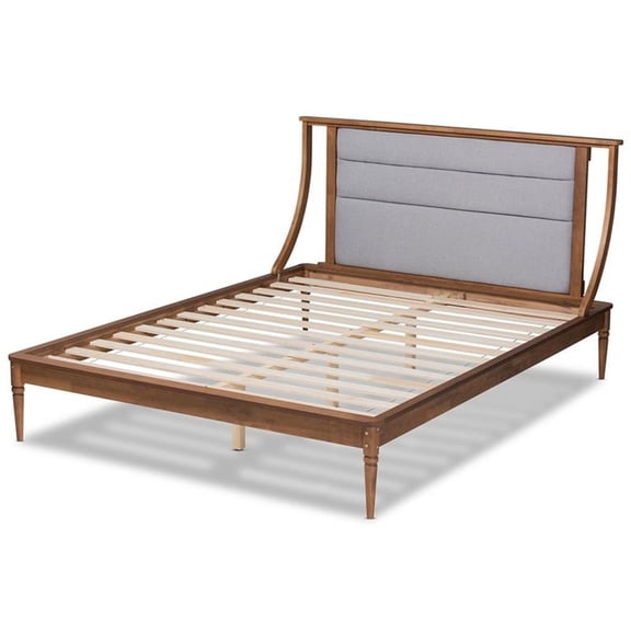 Baxton Studio Regis Light Grey and Brown Finished Wood Queen Size Platform Bed