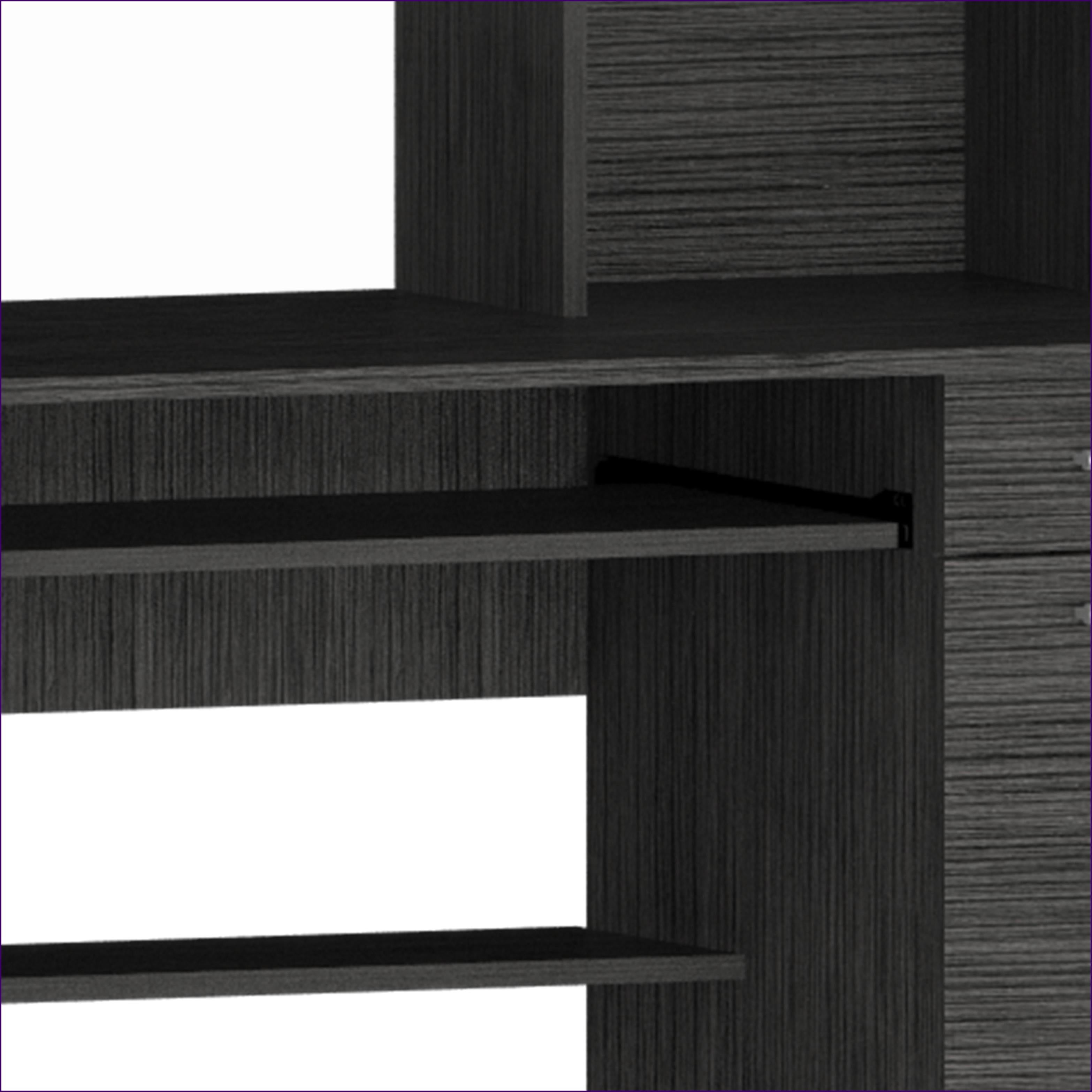 Desks: Weston Two Writing Computer Desk with Hutch, Drawer, Cabinet & 6 Shelves | 43.3"W x 22.9"D | Particle Board