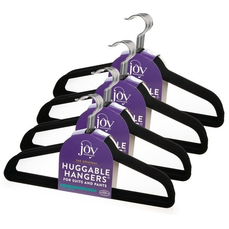Joy Mangano (40 Count) Huggable Hangers Felt Black Velvet Hangers Space Saving Coat Hanger Non