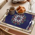 thumbnail image 3 of Blue Vintage Floral Placemats Set of 1, Country Exotic Mystical Abstract Flower Leaf Non-Slip Place Mats Washable Table Mats for Kitchen Dining Table Decorations Indoor/Outdoor, 3 of 9