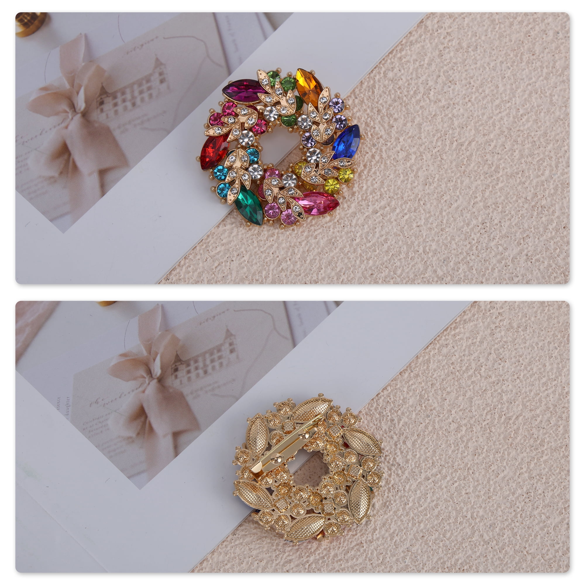Unique Bargains Bauhinia Flower Rhinestone Brooch for Fashionable Accessories Colorful