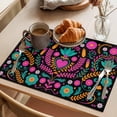 thumbnail image 3 of Colorful Mexico Placemats Set of 8 Modern Abstract Flowers Leaf Orange Pink Place Mats Indoor Wipeable Table Mats Washable Cloth Dining Table Placemats for Kitchen Holiday Party Home Decor 13x19 Inch, 3 of 9
