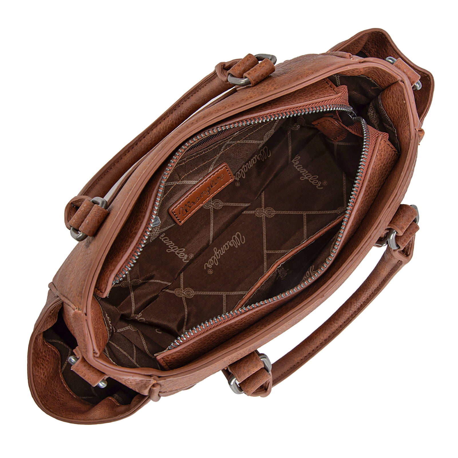 Wrangler Tote Bags for Women Medium Crossbody Purses Designer Top Handle Handbags, Brown