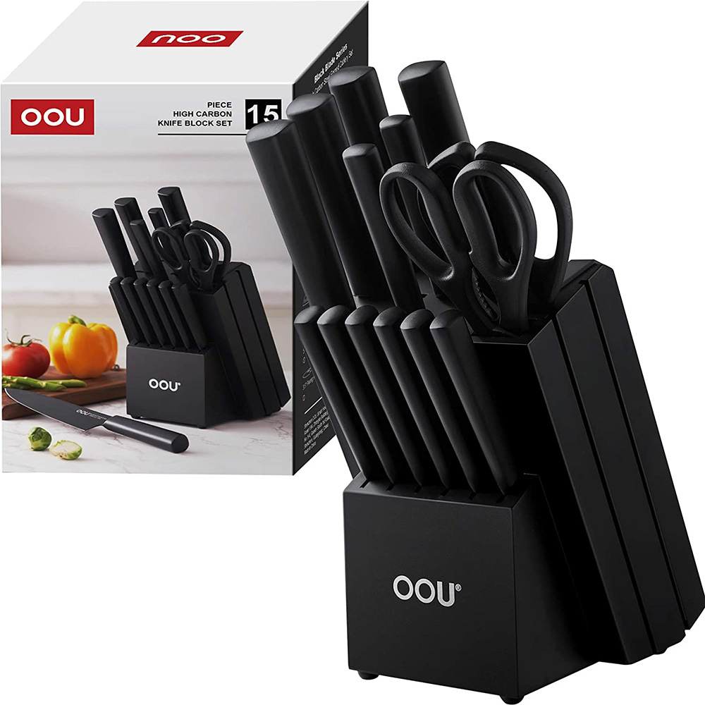 Oou Kitchen Knife Set 15 Piece High Carbon Stainless Steel Chef's