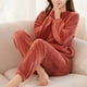 thumbnail image 5 of TaTaai Cozy Flannel Pajama Set for Women， Winter Warm Sleepwear with Elastic Waistband， Soft Plush Long Sleeve Loungewear for Indoor Wear Gift, 5 of 5