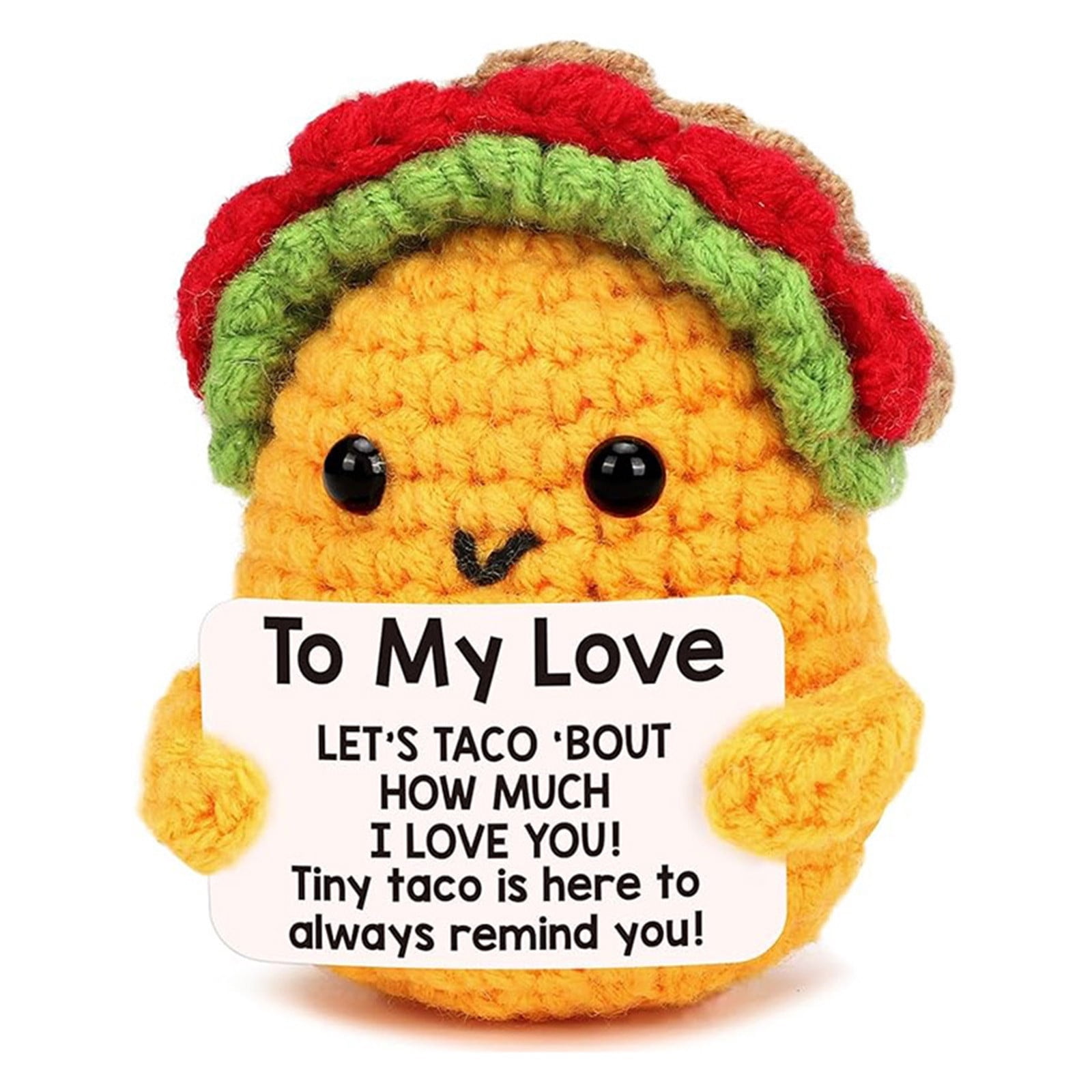 Mini Emotional Taco Support Positive Crochet Animals Funny Easter Day Birthday Gifts for Women Mom Daughter Sister Friend Inspirational Gifts Handmade Knitted Taco Cute Christmas Stuffer