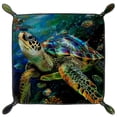 thumbnail image 2 of Women Girls Leather Square Dish Trinket Plate Jewelry Tray for Mothers Day Birthday Gift, Sea Turtle Ocean, 2 of 6