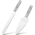 thumbnail image 2 of Wedding Cake Knife and Server Set - 2 Piece Stainless Steel Dessert Tools with  Stones for Bridal Shower Anniversary Party, 2 of 7