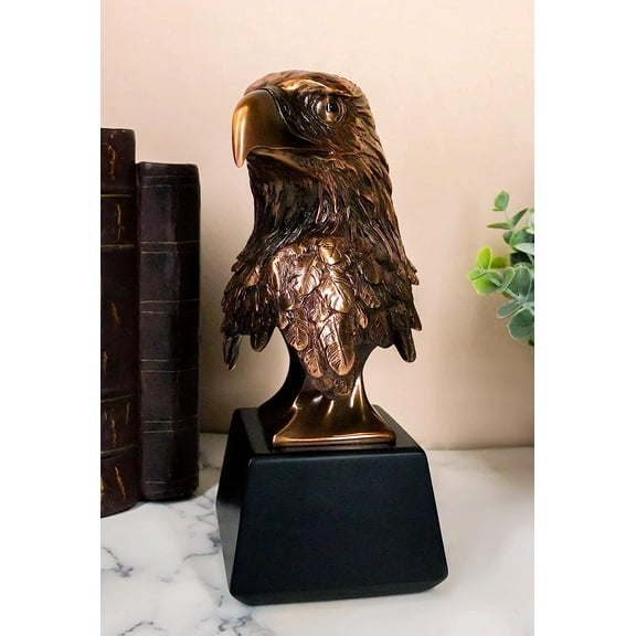 Majestic Royal Bald Eagle Stoic Head Bust Taxidermy Electroplated Resin Figurine