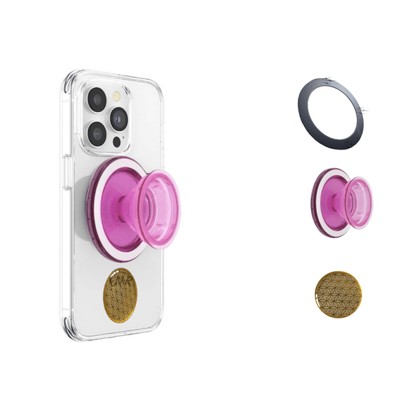 AKAM Agarre para celular compatible con MagSafe + Anillo adaptador magnético + Sticker bloqueador EMF, para Android y iPhone con MagSafe
