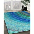 thumbnail image 2 of Ahgly Company Indoor Square Patterned Blue Eyes Blue Area Rugs, 4' Square, 2 of 6