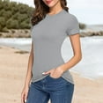 thumbnail image 2 of Women's Basic Crew Neck Tee – Soft Breathable Cotton Short Sleeve Shirt, Oversized Casual T-Shirt | Yubnlvae | Womens Basic Solid Color Crew Neck Short Sleeve Long Tee (Gray 1 | M), 2 of 6