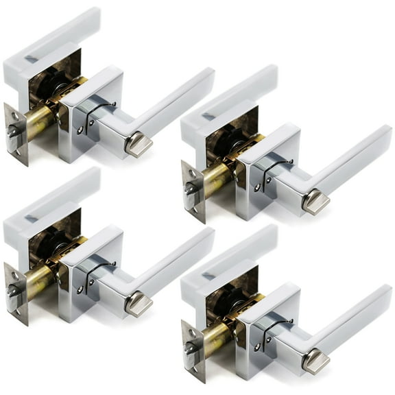 Privacy Lever Style Chrome Crown Door Handle 4 Pack by Villar Home Designs