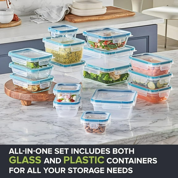 Total Solution (16-Pack) Glass & Plastic Mix Food Storage Containers Set