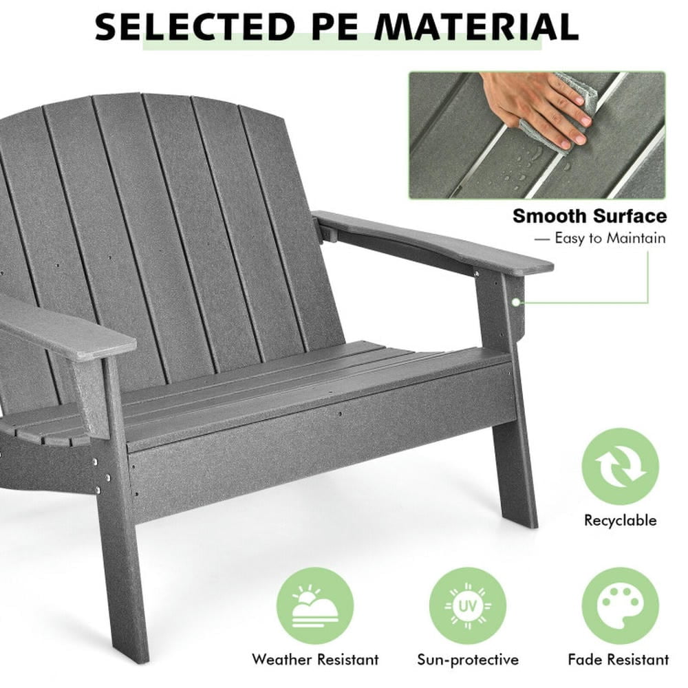 Aimee Lii HDPE Patio Adirondack Chair for Porch Garden Backyard, Outdoor Patio Furniture for Porch Balcony, Sturdy-Gray