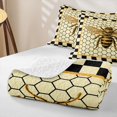 thumbnail image 4 of Castle Fairy Vintage Bee Graphic Twin Quilt Set 2 Pieces,Geometric Honeycomb Twin Coverlet Set,Black Cream Golden Yellow,1 Bedspread and 1 Pillowcase, 4 of 7