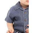 thumbnail image 3 of Wonder Nation Baby Boys Short Sleeve Striped Collared Button Top and Matching Shorts Set, Sizes 0/2M-24M, 3 of 7