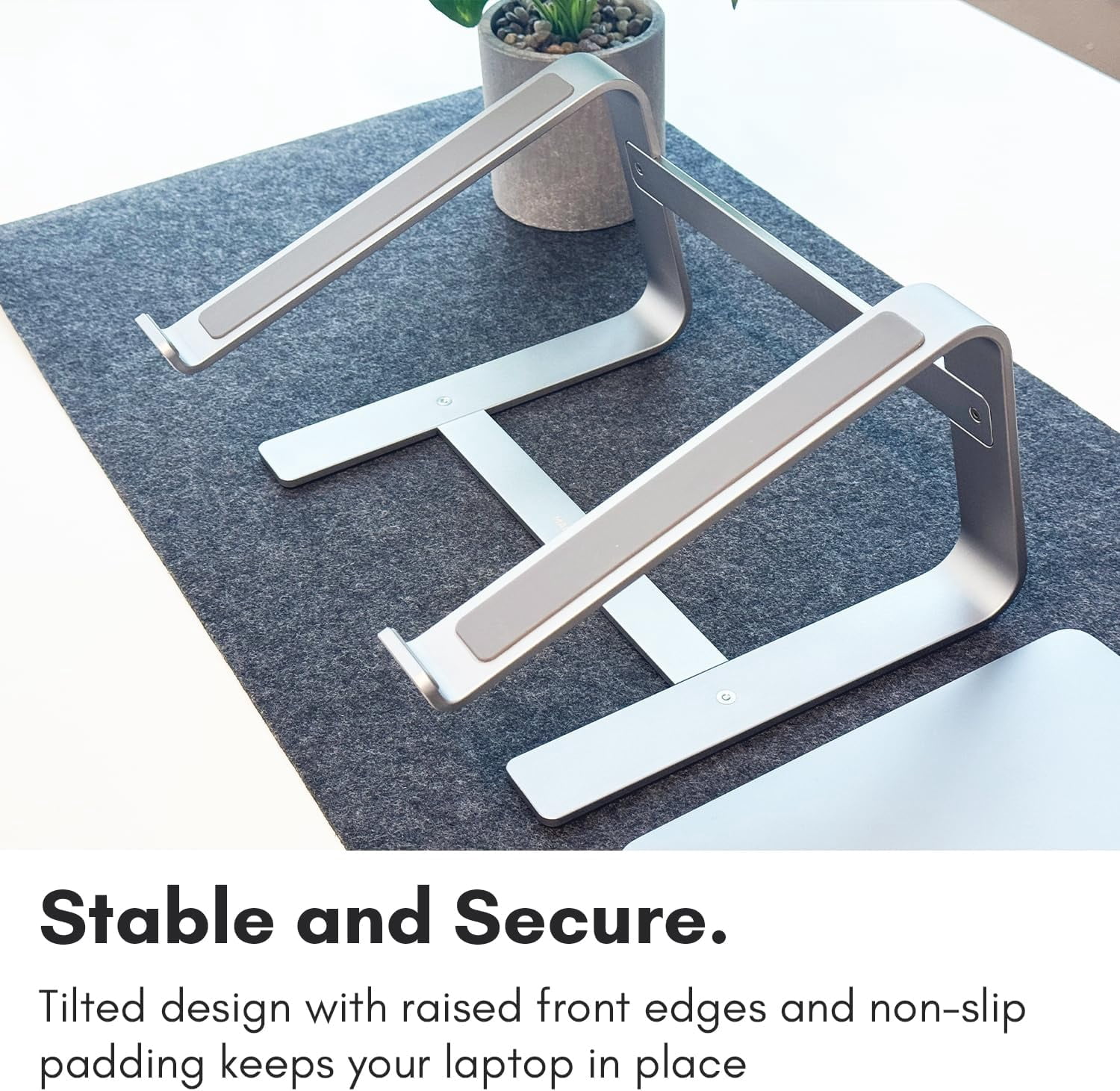 Aluminum Laptop Stand for Desk - Works with All MacBook/Pro/Air & Laptops Between 10” to 17.3” - Sleek and Sturdy Laptop Riser - (ASTANDSG), Space Gray