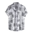 thumbnail image 1 of CHOK Haut d'Été pour Hommes Col Chemise Coton Lin Mode Haut Décontracté Ample à Manches Courtes Chemisier, 1 of 7