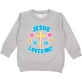 thumbnail image 2 of Inktastic Easter Jesus Loves Me with Cross and Flowers Toddler Sweatshirt, 2 of 4
