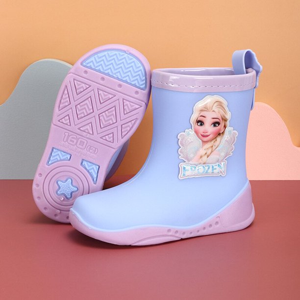 Dibujos animados de Disney para niños y niñas, niños, estudiantes, tubo antideslizante, princesa congelada, botas de lluvia para las cuatro estaciones, zapatos de agua, plantilla 160, 15cm Gao Jinjia LED