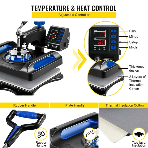 5in1 Heat Press Machine 480F 900W 12x10 Inch Heat Press for T