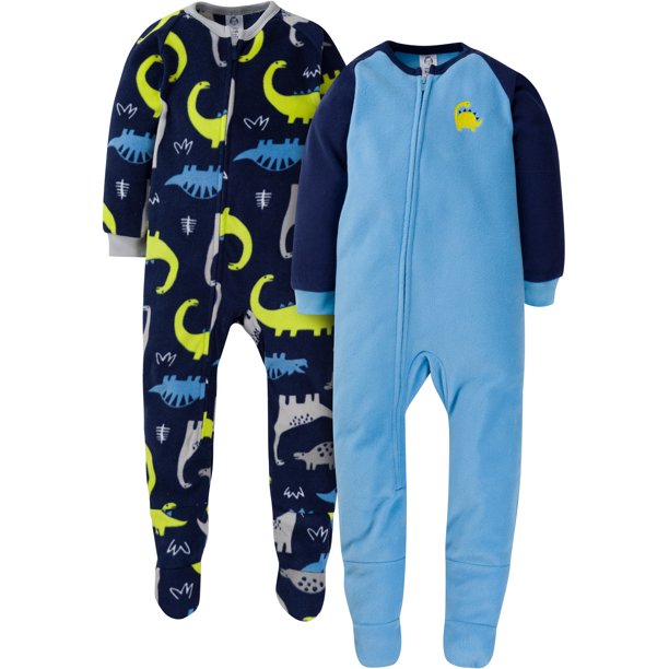 Gerber Baby & Toddler Boys Microfleece Blanket Sleeper Pajamas, 2Pack (0/3 Months5T)