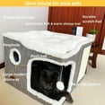 thumbnail image 5 of Cat Bed for Indoor Cats,Covered Cat Cave House & Furniture with Scratch Pad,Foldable Cat Hideaway Hut Cute Cat Condo with Soft Washable Mat for Multi Small Pet Under 30 lbs,Navy Blue, 5 of 9