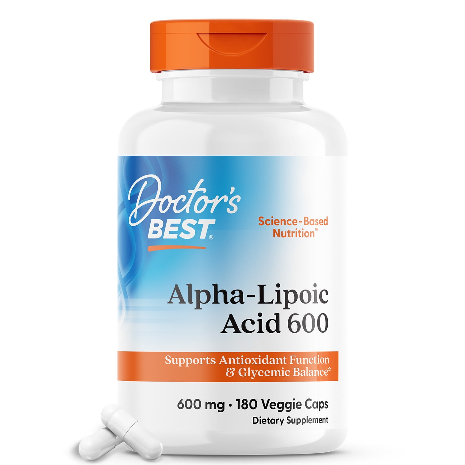 Doctor's Best Alpha-Lipoic Acid 600, Supports Antioxidant Function & Glycemic Balance, 600mg, 180 Veggie Caps