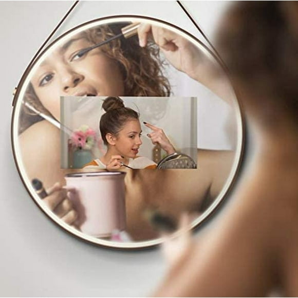 HILO Miroir Intelligent Miroir de Maquillage Intelligent Miroir de Maquillage Éclairé, Miroir de Salle de Bain Intelligent, Miroir Rond Intelligent Prévisions Météorologiques, Écran Tactile, Bande Lumineuse Puissante et Différents Modes - 20 "